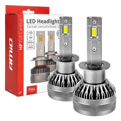 LED žárovky hlavního svícení HP Full Canbus H1 12V 24v 6500k AMIO-03671