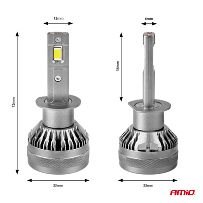 LED žárovky hlavního svícení HP Full Canbus H1 12V 24v 6500k AMIO-03671