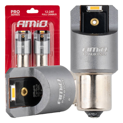 LED žárovky FULL CANBUS PRO PY21W 2x1860 SMD amber 12V 24V AMIO-03594