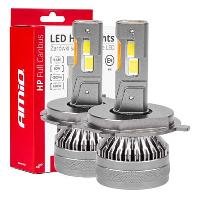 LED žárovky hlavního svícení HP Série H4/H19 Full Canbus AMiO-03673