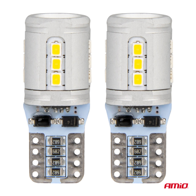 LED CANBUS BULBS T10e W5W 15x2016 SMD White 12V/24V AMIO-03723