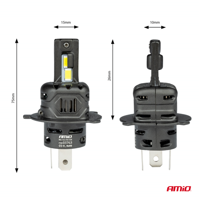 LED žárovky X4-series AVIATOR H4/H19 6500K max 44W AMIO-03763