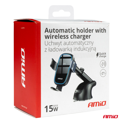 Automatický držák telefonu s bezdrátovým indukčním nabíjením 15W AMIO-03779