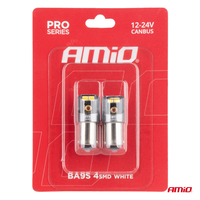 LED žárovky CANBUS PRO T4W BA9S 4x2016 SMD bílé 12V 24V AMIO-03579