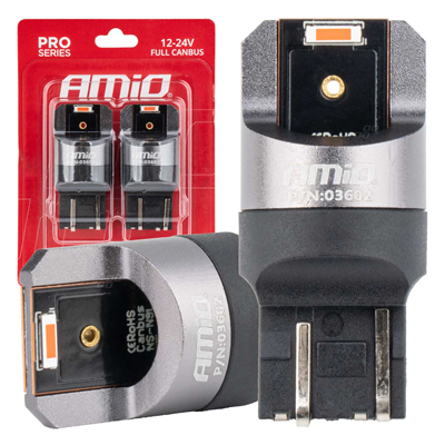 LED žárovky FULL CANBUS PRO W21/5W 2x1860 SMD červené 12V 24V AMiO-03602