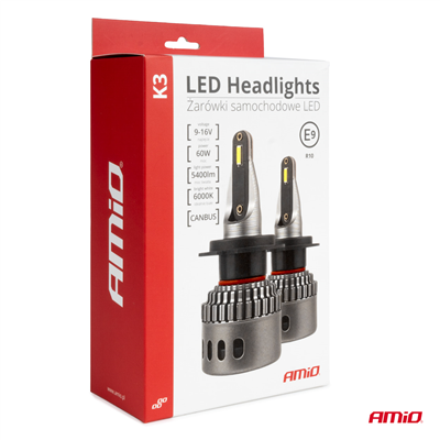 LED žárovky hlavního svícení K3 HB3/HIR1 9011/H10 12V 6000K canbus AMIO-03687