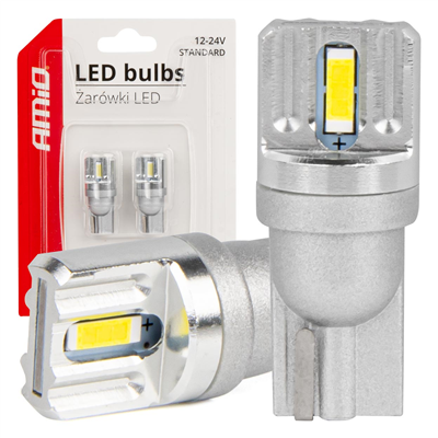 LED STANDARD BULBS T10 W5W 2x1860 SMD White 12V/24V AMIO-03719