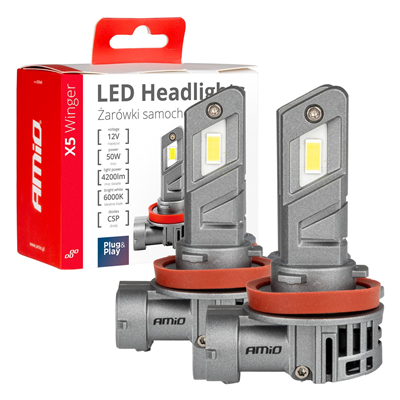 LED žárovky X5-series WINGER H8 H9 H11 6000K max 50W AMIO-03947