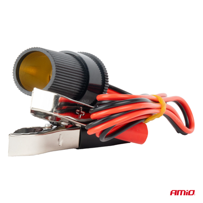 Adaptér do zásuvky zapalovače s krokosvorkami 12V 24V 100cm AMiO-03804