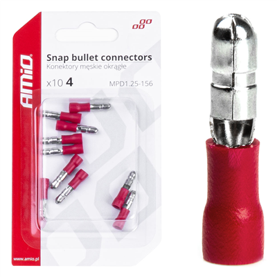 Elektrický konektor – kolík válcový 4mm 0.5-1.5mm2 10A 10 ks