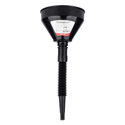 Flexibilní černý univerzální trychtýř se sítkem na vodu v kapalných pohonných hmotách 16 cm AMiO-04038