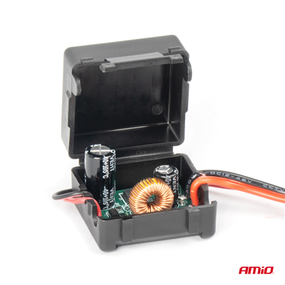 Odrušovací filtr do auta s DC-DC meničem 12/24V-12V AMiO-04101