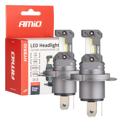 LED žárovky hlavního svícení Hybrid série H4 H19 6000K Canbus 60W AMIO-04114