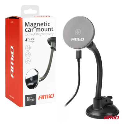 Magnetický držák telefonu s bezdrátovým indukčním nabíjením 15W AMIO-03777