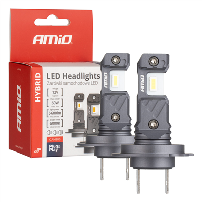LED žárovky hlavního svícení Hybrid série H7 H18 6000K Canbus 60W AMIO-04115