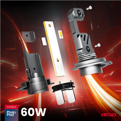 LED žárovky hlavního svícení Hybrid série H7 H18 6000K Canbus 60W AMIO-04115