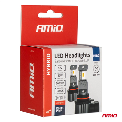 LED žárovky hlavního svícení Hybrid série HIR2 6000K Canbus 60W AMIO-04119