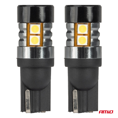 LED žárovky CANBUS T10 W5W 9 SMD 3030 Bílá 12V 24V AMiO-04241