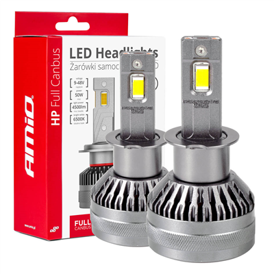 LED žárovky hlavního svícení HP Full Canbus H3 12V 24v 6500k AMIO-03672