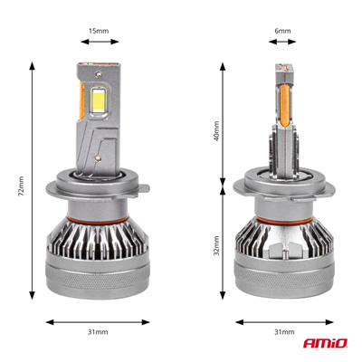 LED žárovky hlavního svícení HP Série H7/H18 Full Canbus AMiO-03674