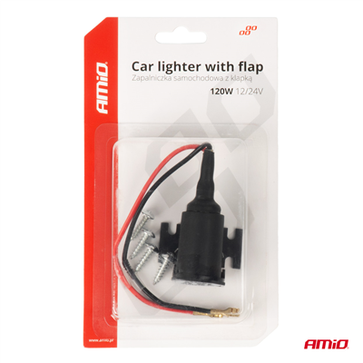 Zásuvka autozapalovače s klapkou 12V 24V AMiO-04128