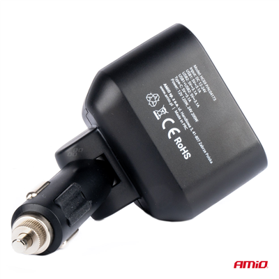 Dvojitá prodlužovací zásuvka 2xUSB 1xUSB C 12/24V max 200W AMiO-04173