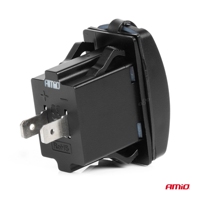 Vodotěsná nabíječka na telefon ve tvaru lodi s ČERVENÝM LED podsvícením 2xUSB 12/24V AMiO-04228