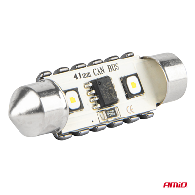 LED žárovky CANBUS 12SMD Festoon C5W 3838 41mm White 12/24V AMiO-04250