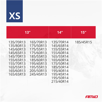 Textilní sněhové řetězy XS EN16662-1 Önorm V5121 2 ks AMIO-04079