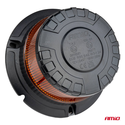 LED výstražný maják W28M 12V 24V AMiO-04105