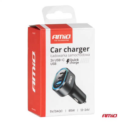Rychlonabíječka do auta 3.0 PD65W PD20W AMiO-04177