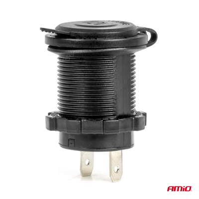 Vodotěsná zásuvka do zapalovače auta s MODRÝM LED podsvícením 12/24V AMiO-04220