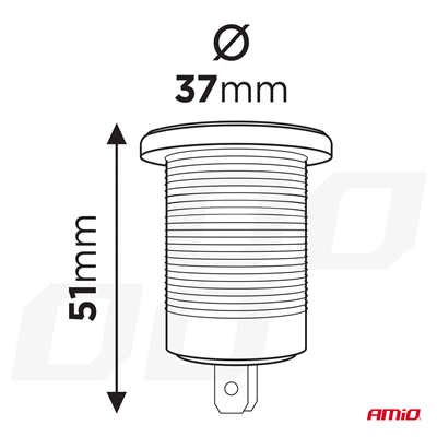 Vodotěsná zásuvka do zapalovače auta s MODRÝM LED podsvícením 12/24V AMiO-04220