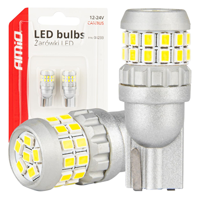 LED žárovky CANBUS T10 W5W 30SMD 2016 Bílá 12V/24V AMiO-04233