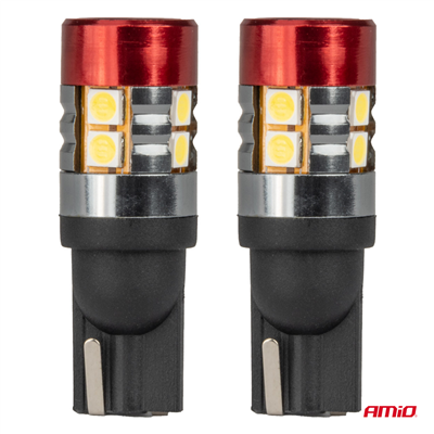 LED žárovky CANBUS T10 W5W 9 SMD 3030 Bílé 12V 24V AMiO-04242