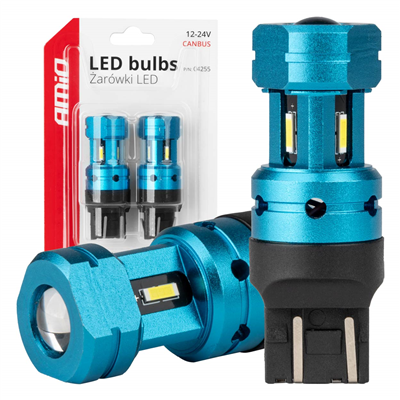 LED žárovky CANBUS T20 7443 W21/5W 4SMD 1860 Bílá 12V 24V AMiO-04255