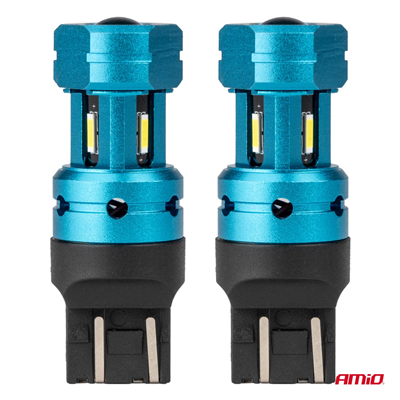 LED žárovky CANBUS T20 7443 W21/5W 4SMD 1860 Bílá 12V 24V AMiO-04255