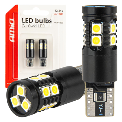 LED žárovky CANBUS T10 W5W 13SMD 3030 White 12V/24V AMiO-04259