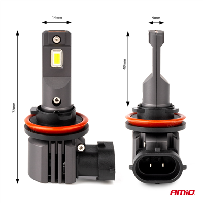 LED žárovky X4-series AVIATOR H8/H9/H11/H16 6500K max 44W AMIO-03765