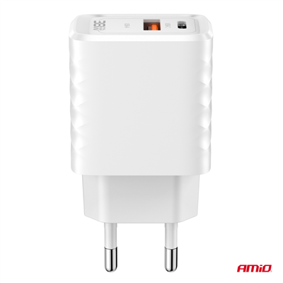 Síťová nabíječka Quick Charger GaN 38W USB-A + USB-C AMiO-04287