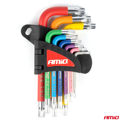 Imbusové TORX klíče z S2 oceli 9ks AMiO-04300