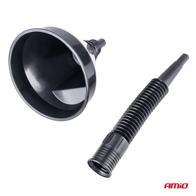 Flexibilní černý univerzální trychtýř se sítkem na kapalné palivo vodu 13,5 cm AMiO-04036