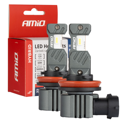 LED žárovky hlavního svícení Hybrid série H8 H9 H11 H16 6000K Canbus 60W AMIO-04116