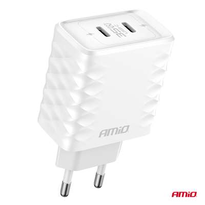 Síťová nabíječka Quick Charger 35W 2xUSB-C AMiO-04288