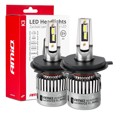 LED žárovky hlavního svícení K3 H4/H19 12V 6000K canbus AMIO-03682