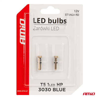 LED BUBLS STANDARD Blue T5 12V 3030 1LED HP AMIO-03728