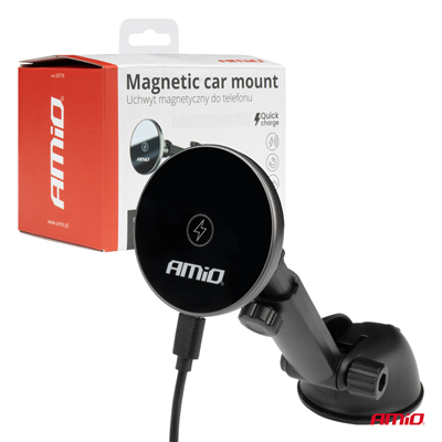 Magnetický držák telefonu s bezdrátovým indukčním nabíjením 15W AMIO-03776