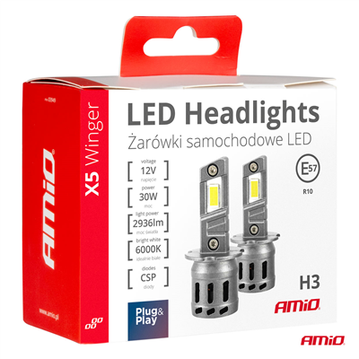LED žárovky X5-series WINGER H3 6000K max 30W AMIO-03944