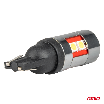 LED žárovky CANBUS T10 W5W 9 SMD 3030 Bílé 12V 24V 36V 48V AMiO-04244
