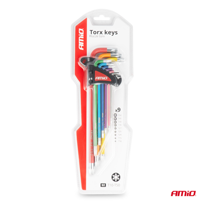 Imbusové TORX klíče z S2 oceli 9ks AMiO-04301